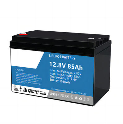 Ecologicamente correto de alto desempenho 12,8 V 85AH SLA Substituição LifeP04 Bateria de lítio integrada BMS para luz solar